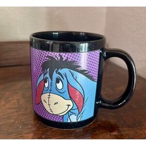 Disney‎ Store Exclusive Eeyore Mug Black Purple Pop Art Coffee Cup Tea Large Mug